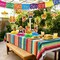 Fiesta Party Decorations Set – Plastic Papel Picado Banner, Hanging Swirls & Honeycomb Centerpieces – Cinco de Mayo Mexican Theme Party Supplies for Taco Party, Birthday & Day of the Dead Decor – Perfect for Mother's Day Card Making Displays
